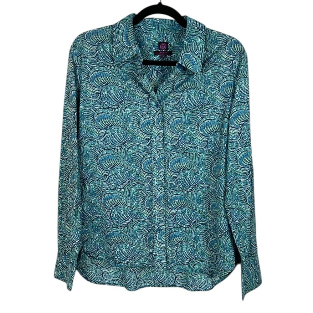 Liberty Art Fabrics Paisley Retro Cotton Long Sleeve Button Down Shirt Large